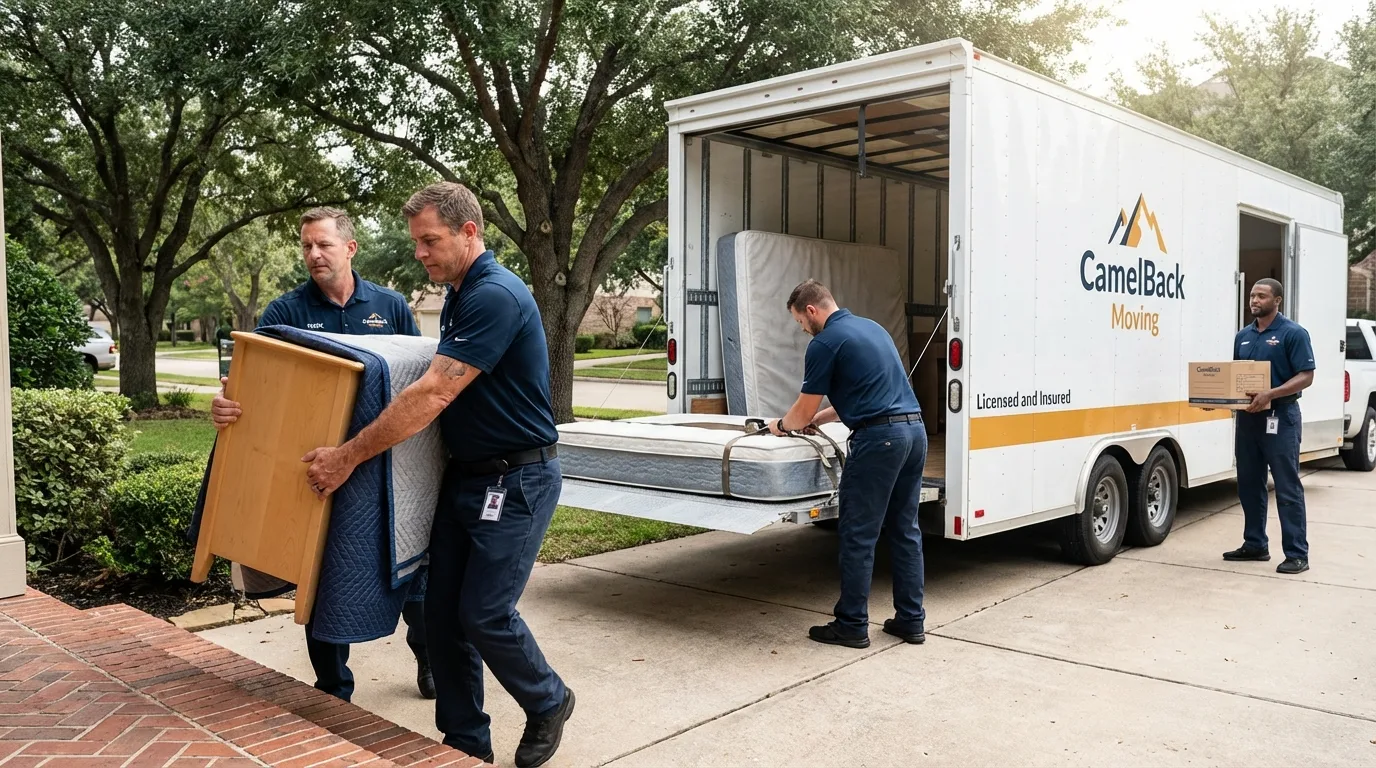 Crew loading residential truck for cross-state move from Starbuck, MN